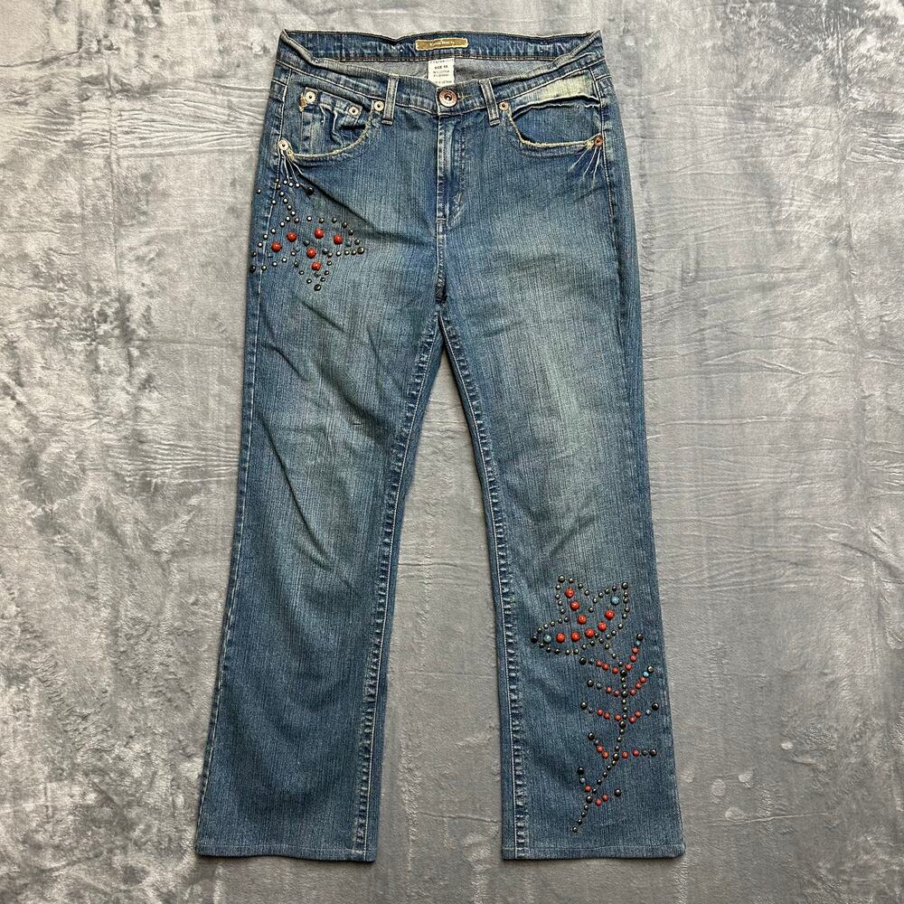 Vintage Z Cavaricci Flared Studded Jeans Women's Size 14‎ Blue Denim